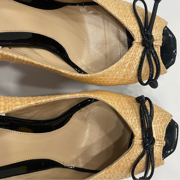 FENDI authentic platform rafia and black patent high heel sling back 37.5 - Picture 4 of 12